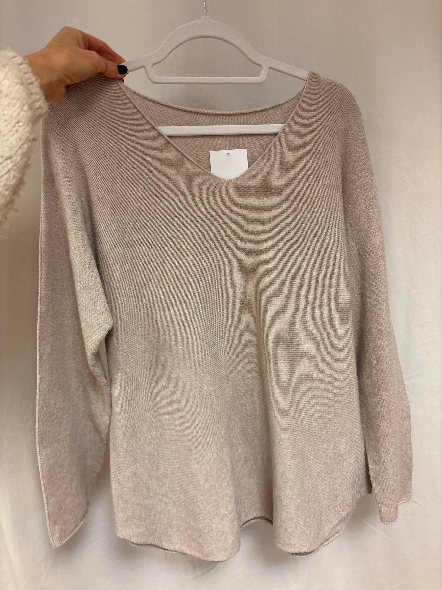 Basic langarm Pullover weit