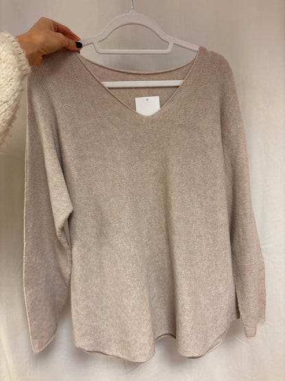 Basic langarm Pullover weit