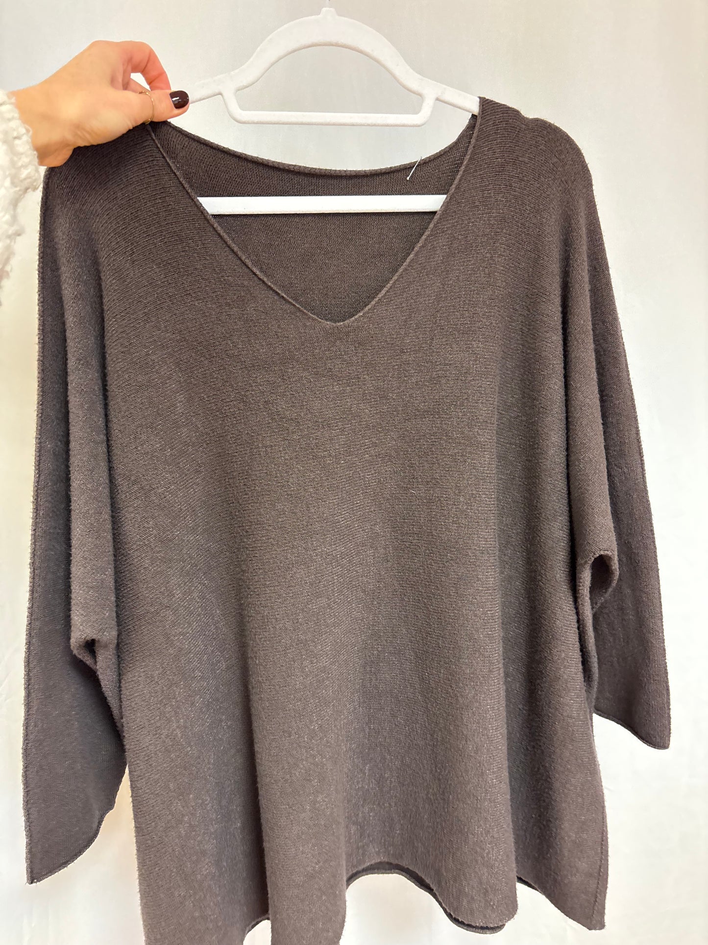 Basic langarm Pullover weit
