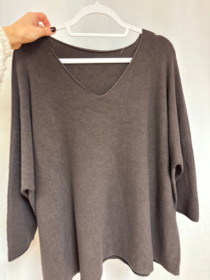 Basic langarm Pullover weit