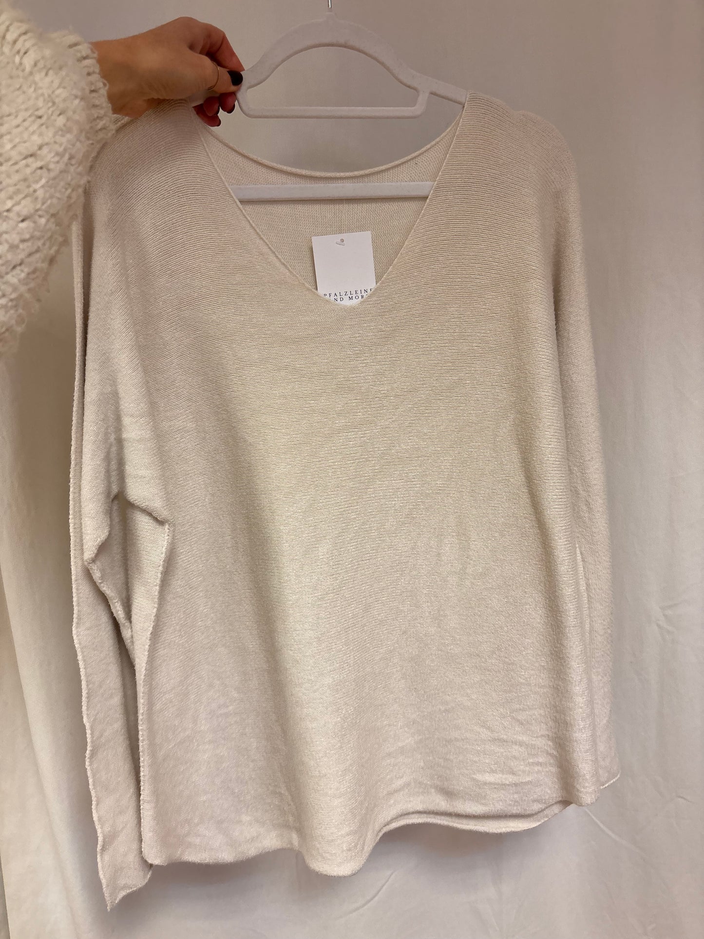 Basic langarm Pullover weit