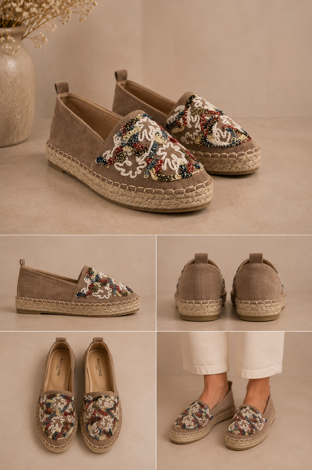 Taupfarbene Espadrille