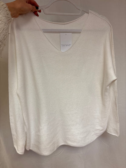 Basic langarm Pullover weit