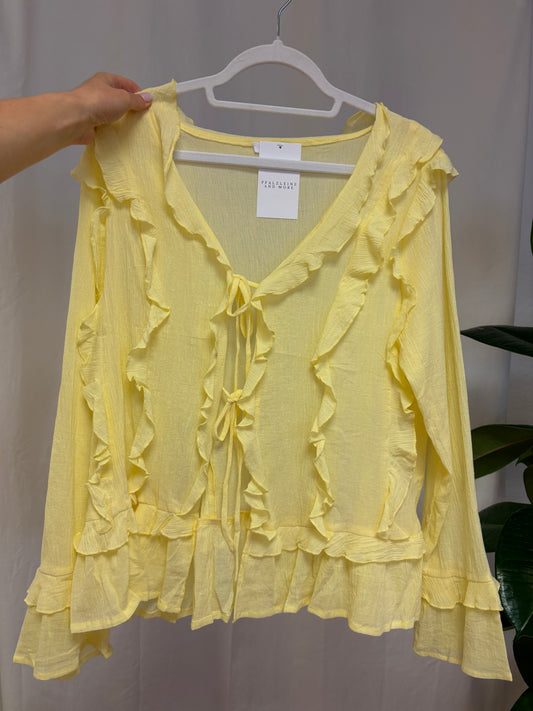 Gelbe Boho Bluse zum Binden