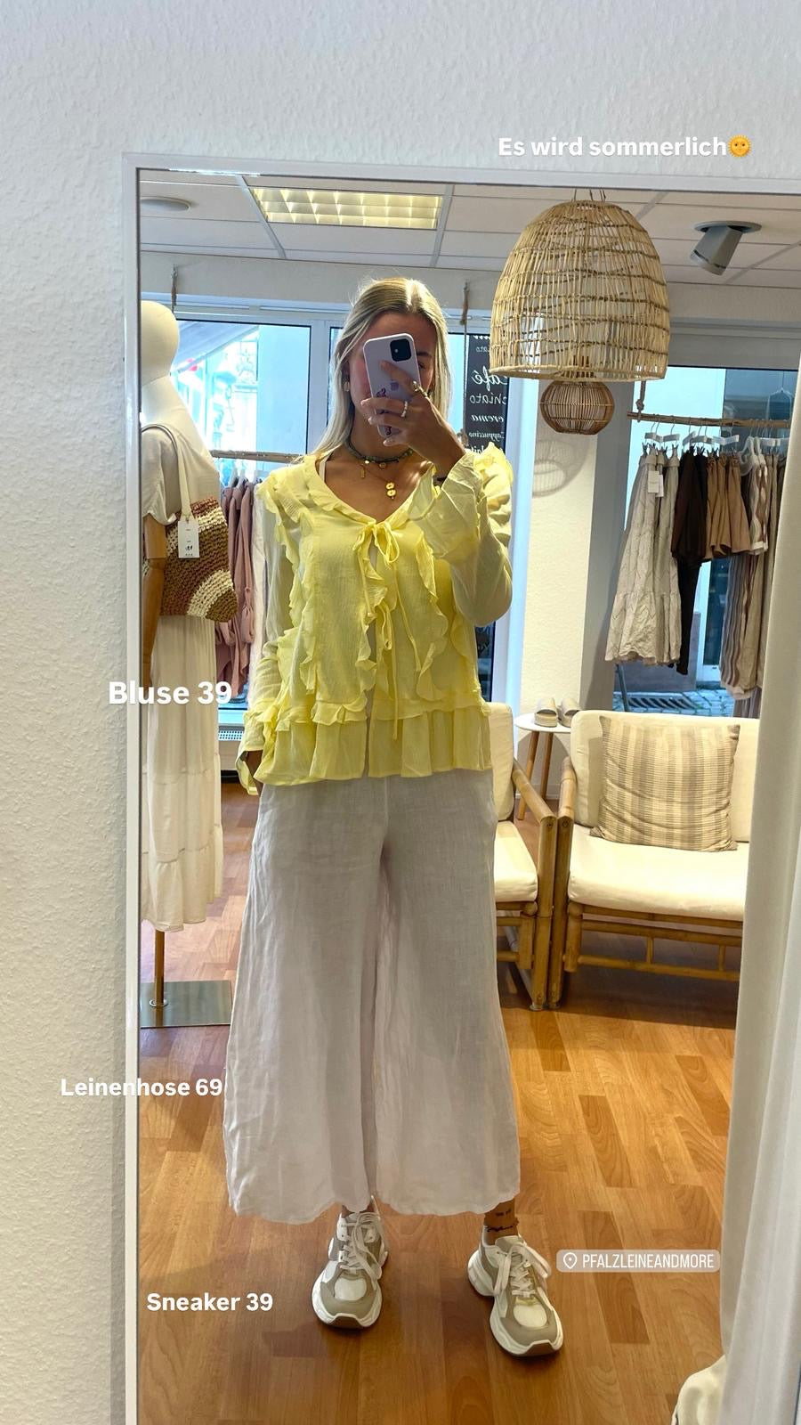 Gelbe Boho Bluse zum Binden