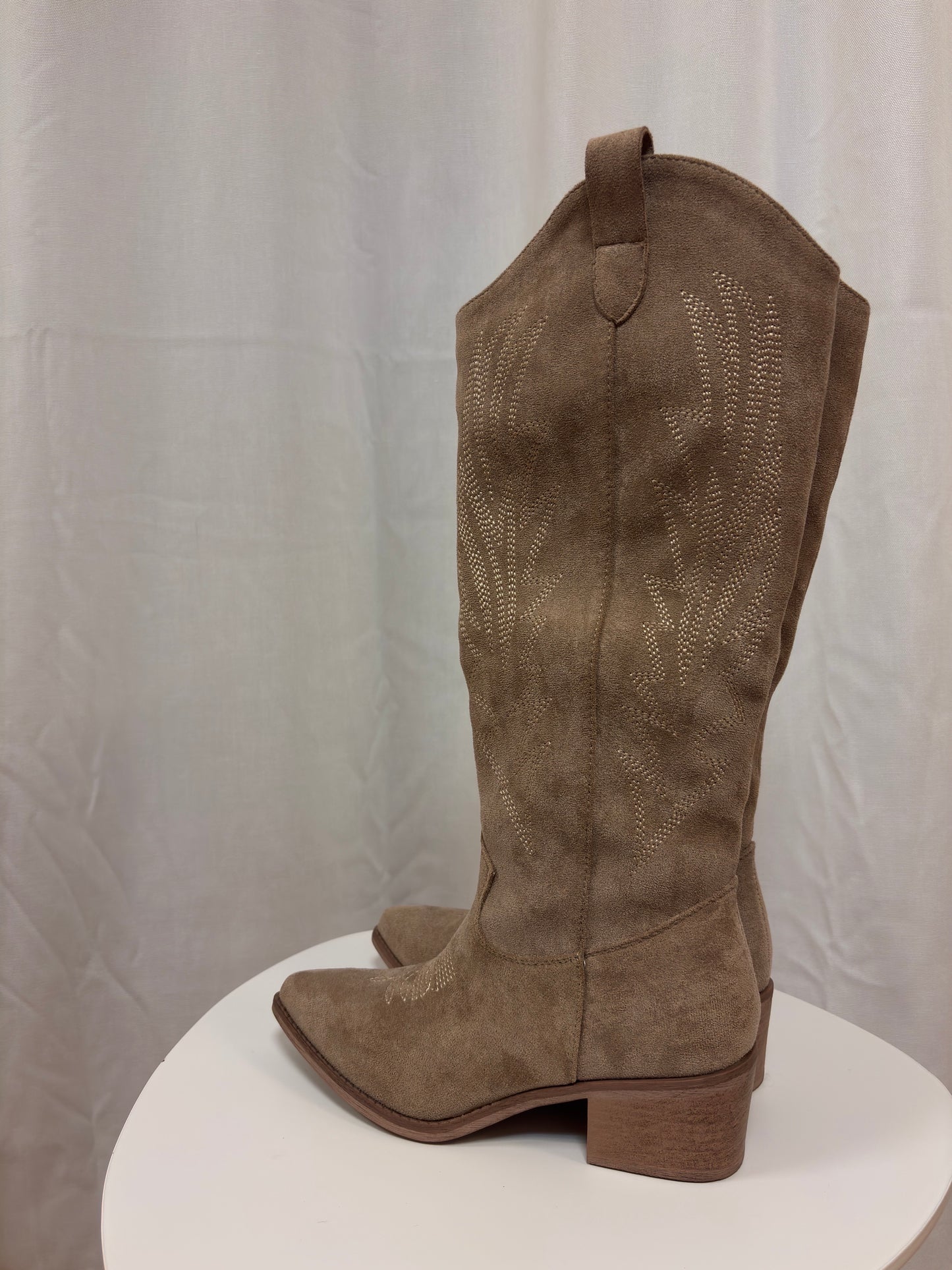 cowboystiefel taupe hoher schaft mit Reißverschluß
