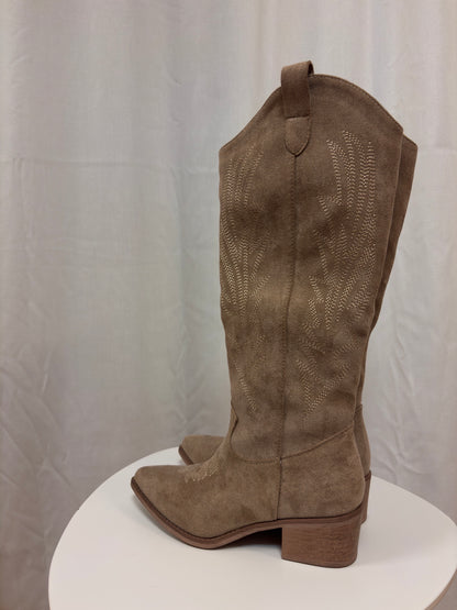 cowboystiefel taupe hoher schaft mit Reißverschluß