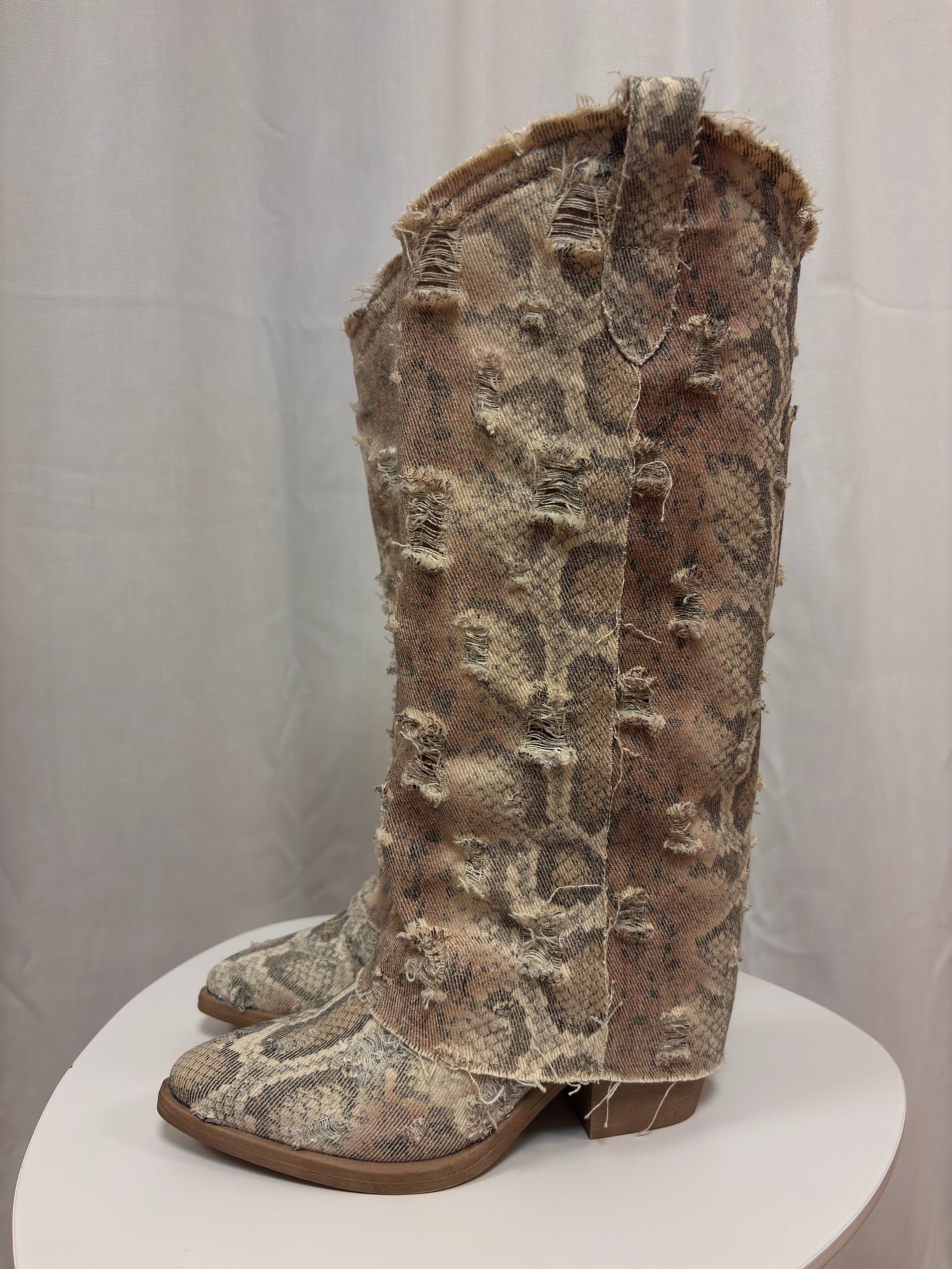cowboystiefel schlangenmuster mit stoff